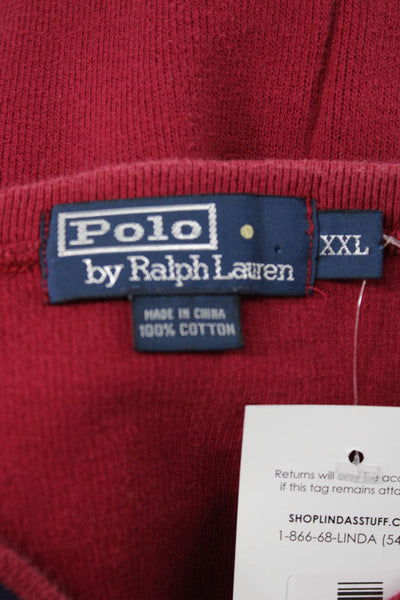 Polo Ralph Lauren Mens Red Cotton V-Neck Pullover Sweatshirt Size 2XL