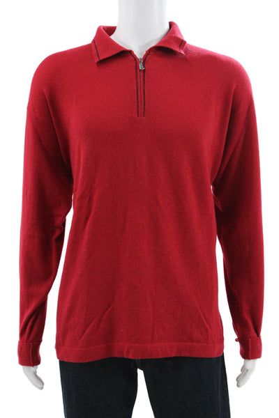 Loro Piana Mens Collared Cashmere Pullover Red Size 56
