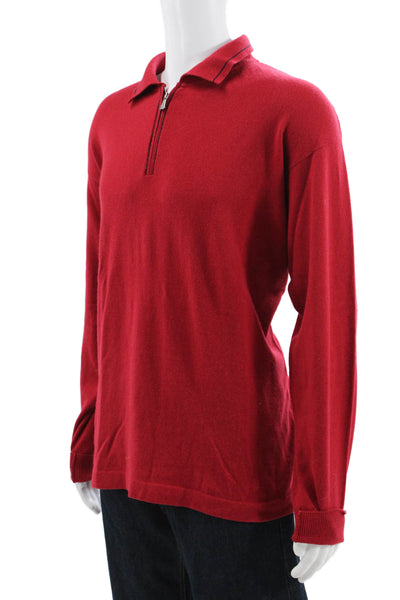 Loro Piana Mens Collared Cashmere Pullover Red Size 56