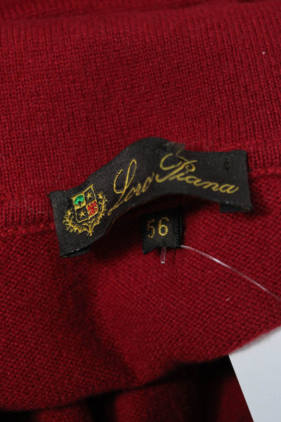 Loro Piana Mens Collared Cashmere Pullover Red Size 56
