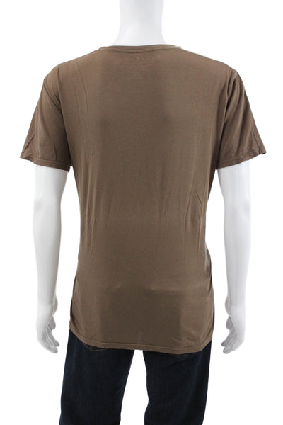 Project E Vintage Mens Brown Cotton Racing Graphic Crew Neck T-Shirt Size XL