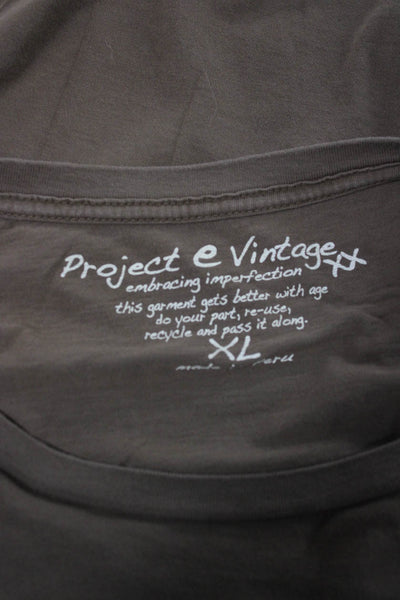 Project E Vintage Mens Brown Cotton Racing Graphic Crew Neck T-Shirt Size XL