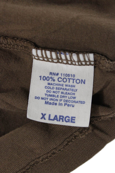 Project E Vintage Mens Brown Cotton Racing Graphic Crew Neck T-Shirt Size XL