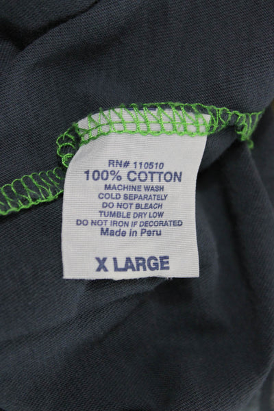Project E Vintage Mens Blue Graphic Crewneck Basic T-Shirt 100% Cotton Size XL