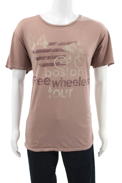 Project E Vintage Mens Brown Graphic Cycling Cotton T-Shirt Size XL