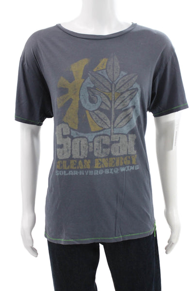 Project E Vintage Mens Basic Graphic Cotton T-Shirt Gray Size XL