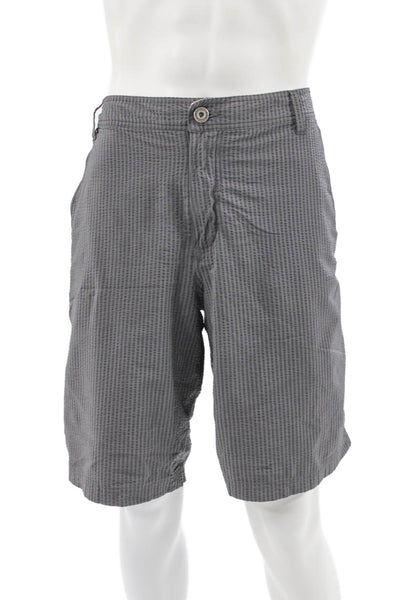 Lululemon Mens Athletic Gray Nylon Striped Button Shorts Size 40