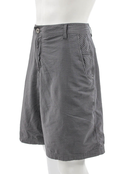 Lululemon Mens Athletic Gray Nylon Striped Button Shorts Size 40