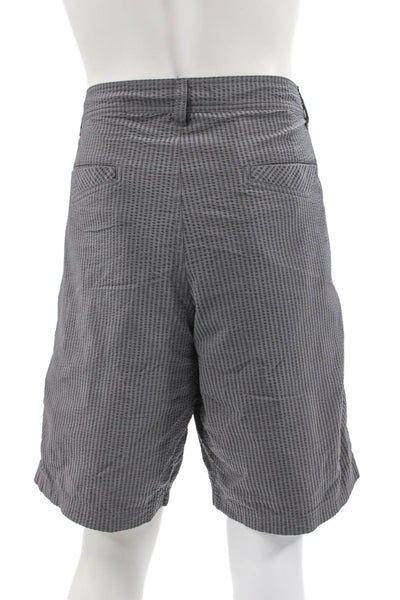 Lululemon Mens Athletic Gray Nylon Striped Button Shorts Size 40