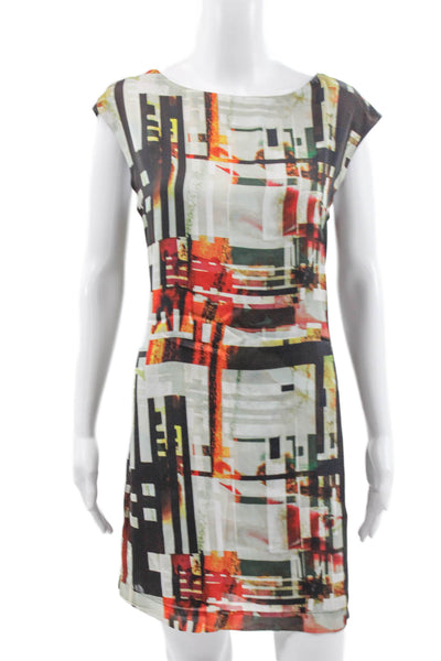 Ted Baker London Women Multicolor Shift Dress Boat Neck Short Sleeve Size 4