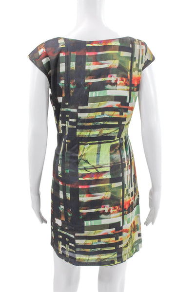 Ted Baker London Women Multicolor Shift Dress Boat Neck Short Sleeve Size 4
