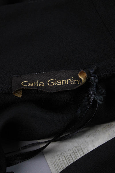 Carla Giannini Women A-Line Black Dress 3/4 Sleeve Mock Neck Zip Size S