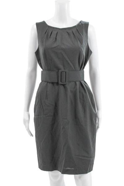 Babaton Women Sheath Dress Gray Boat Neck Sleeveless Knee Length Zip Size 8