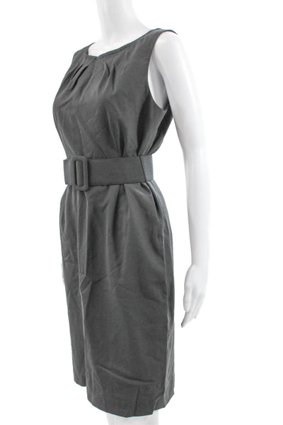 Babaton Women Sheath Dress Gray Boat Neck Sleeveless Knee Length Zip Size 8