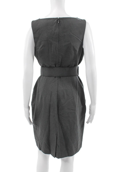 Babaton Women Sheath Dress Gray Boat Neck Sleeveless Knee Length Zip Size 8