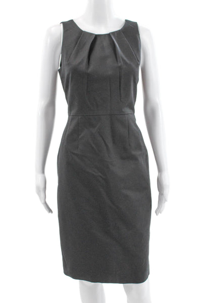 T Tahari Women Sheath Dress Gray Sleeveless Round Neck Zip Size 6