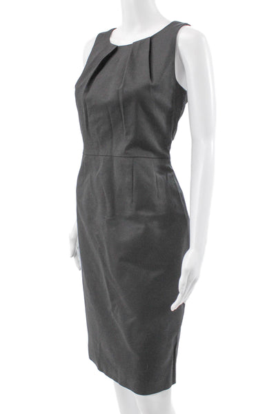 T Tahari Women Sheath Dress Gray Sleeveless Round Neck Zip Size 6