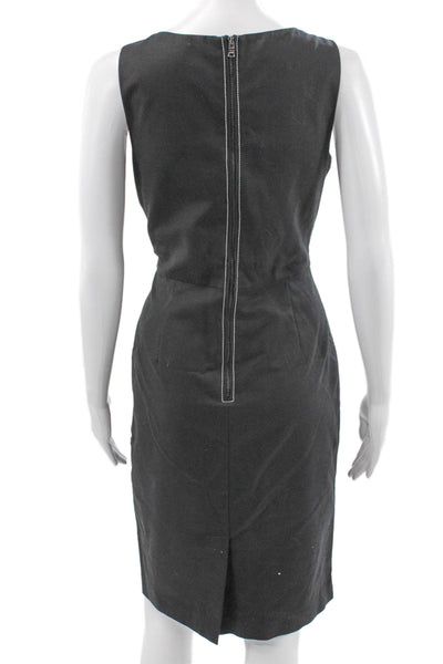 T Tahari Women Sheath Dress Gray Sleeveless Round Neck Zip Size 6