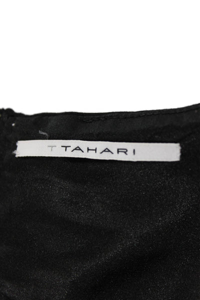 T Tahari Women Sheath Dress Gray Sleeveless Round Neck Zip Size 6