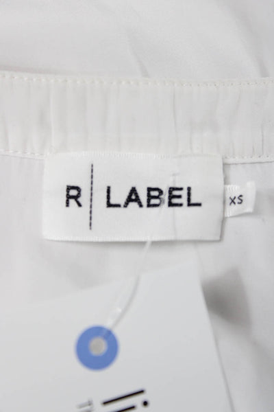 R Label Women Basic Silk Blend Henley Short Sleeve Blouse White Size XS
