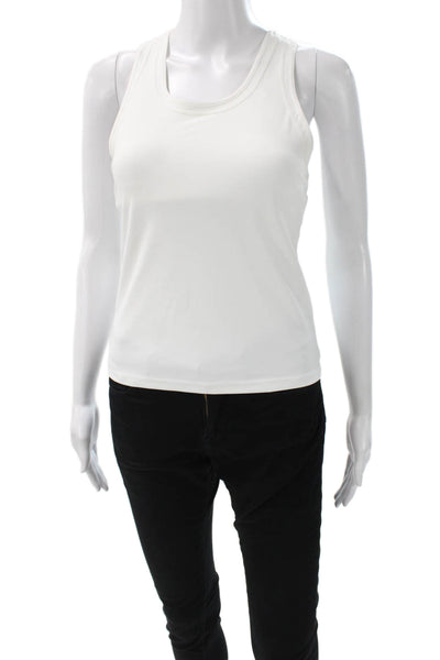 Tory Burch Womens Racerback Tank White Polyester Blend Size S
