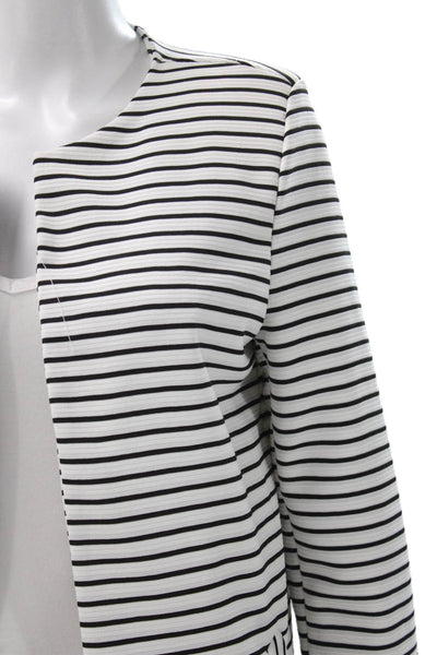 Senes Women Blazer Coatigan Black Striped 3/4 Sleeve Size M