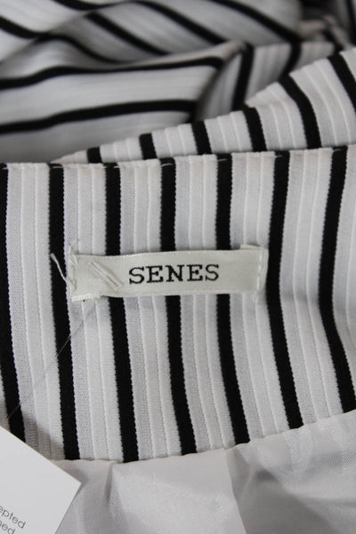 Senes Women Blazer Coatigan Black Striped 3/4 Sleeve Size M