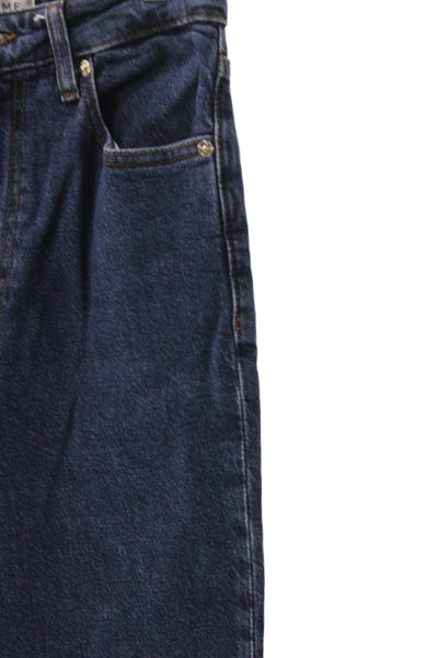 Frame Womens Blue Straight Mid Rise Jeans Cotton Button Inseam 32 Size 27