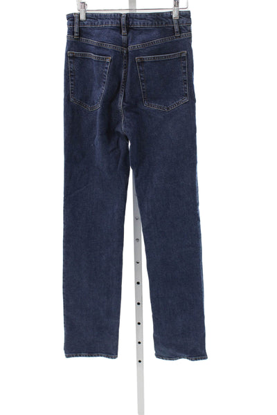Frame Womens Blue Straight Mid Rise Jeans Cotton Button Inseam 32 Size 27