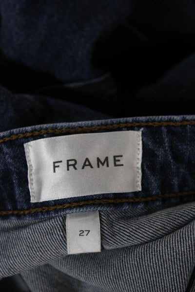 Frame Womens Blue Straight Mid Rise Jeans Cotton Button Inseam 32 Size 27