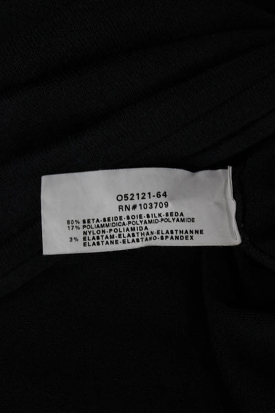 Armani Collezioni Mens Silk Collared Long Sleeve T-Shirt Black Size 2XL