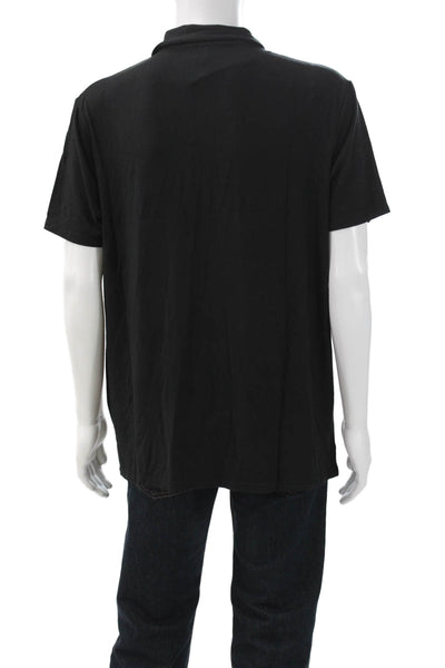 Armani Collezioni Mens T-Shirt Collared Black Modal Blend Short Sleeve Size 2XL
