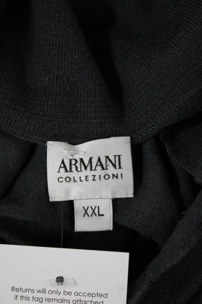 Armani Collezioni Mens Collared Pullover Gray Cotton Blend Size 2XL