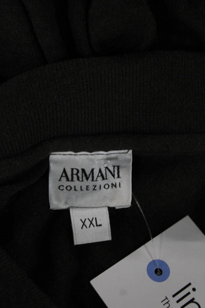 Armani Collezioni Mens T-Shirt Brown Viscose Collared Short Sleeve Size 2XL