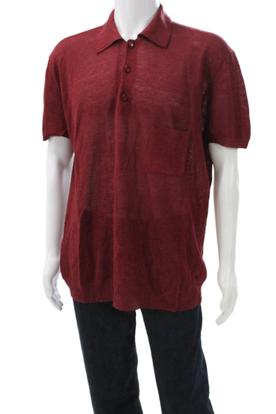 Versace Classic V2 Mens Collared Red Short Sleeve T-Shirt Polyester Size 2XL