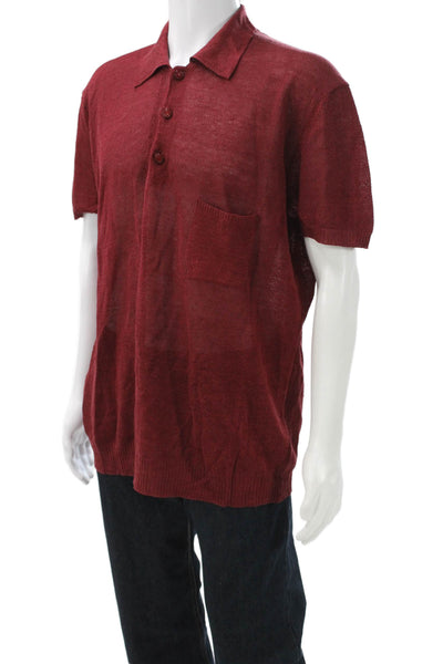 Versace Classic V2 Mens Collared Red Short Sleeve T-Shirt Polyester Size 2XL