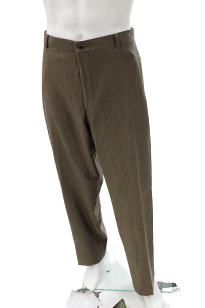 Armani Collezioni Men Dress Pants Green Wool Button Size 38