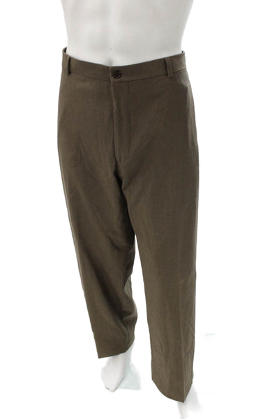 Armani Collezioni Men Dress Pants Green Wool Button Size 38