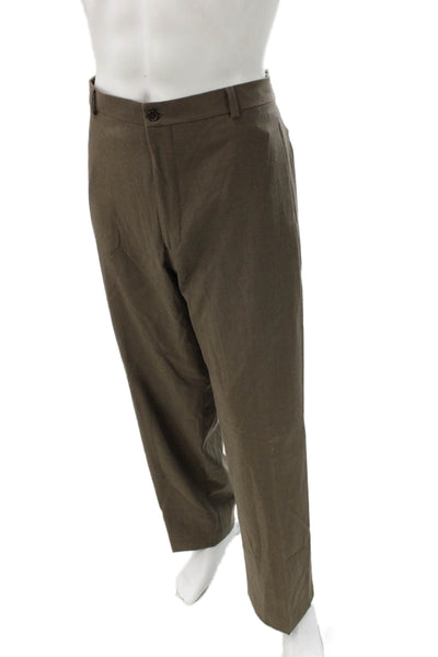Armani Collezioni Men Dress Pants Green Wool Button Size 38
