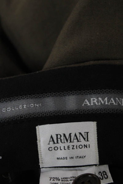 Armani Collezioni Men Dress Pants Green Wool Button Size 38
