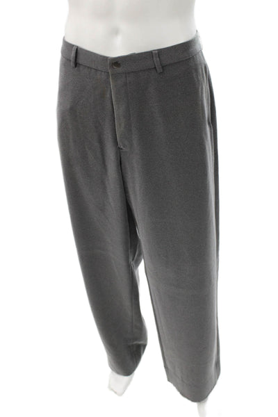 Armani Collezioni Mens Dress Pants Gray Herringbone Polyester Button Size 38