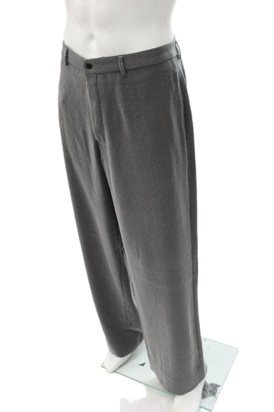 Armani Collezioni Mens Dress Pants Gray Herringbone Polyester Button Size 38