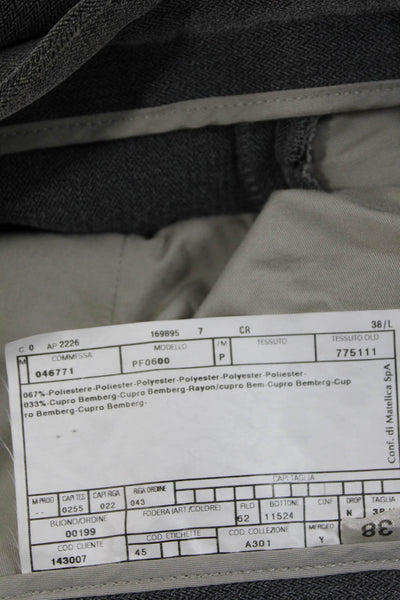 Armani Collezioni Mens Dress Pants Gray Herringbone Polyester Button Size 38