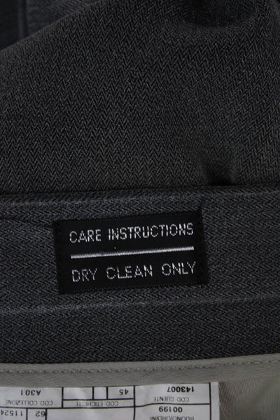 Armani Collezioni Mens Dress Pants Gray Herringbone Polyester Button Size 38