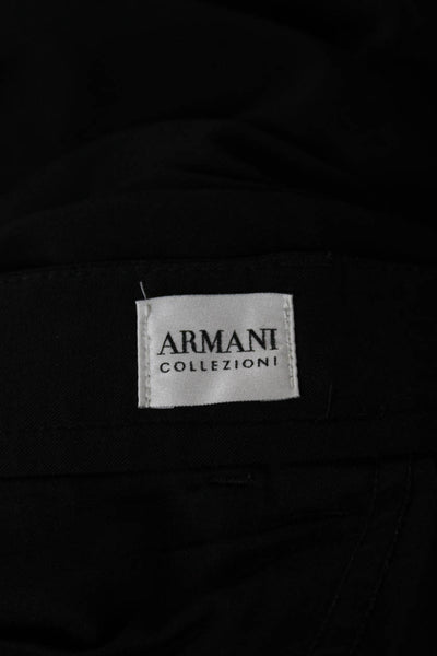 Armani Collezioni Mens Black Dress Pants Button Closure 30in Inseam Size 38