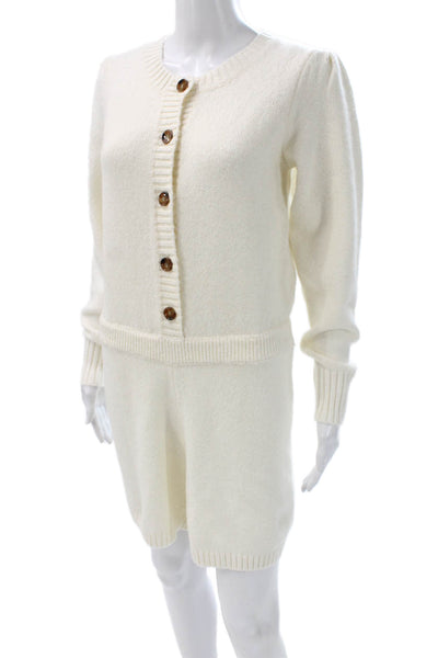 Greylin Anthropologie Women Ivory Wool Romper Long Sleeve Button Size S