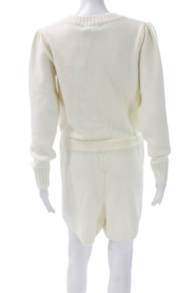 Greylin Anthropologie Women Ivory Wool Romper Long Sleeve Button Size S