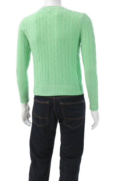 Peter Millar Women Pullover Sweater Wool Blend Cable Knit Crewneck Green Size M