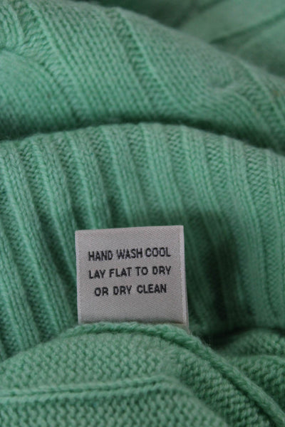 Peter Millar Women Pullover Sweater Wool Blend Cable Knit Crewneck Green Size M
