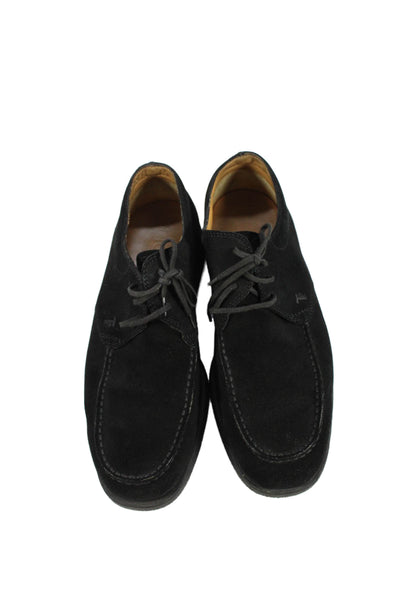 Tods Mens Suede Lace Up Casual Oxford Shoes Black Size 7
